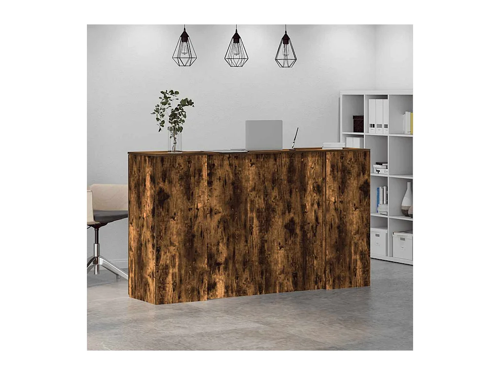 Bureau de réception chêne fumé 180x50x103,5cm bois d'ingénierie