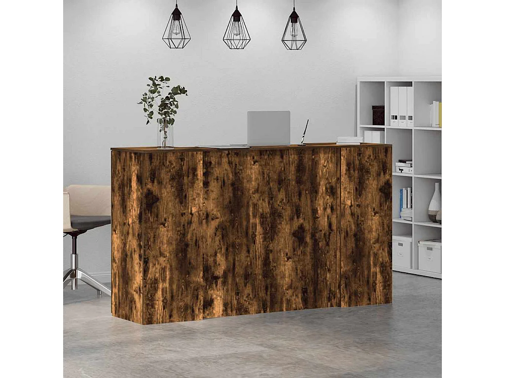 Bureau de réception chêne fumé 180x50x103,5cm bois d'ingénierie