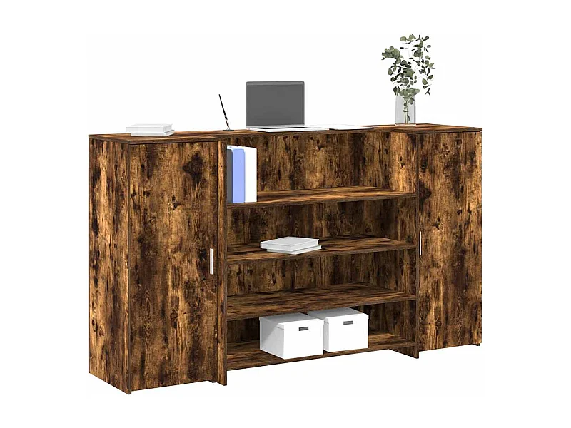 Bureau de réception chêne fumé 180x50x103,5cm bois d'ingénierie