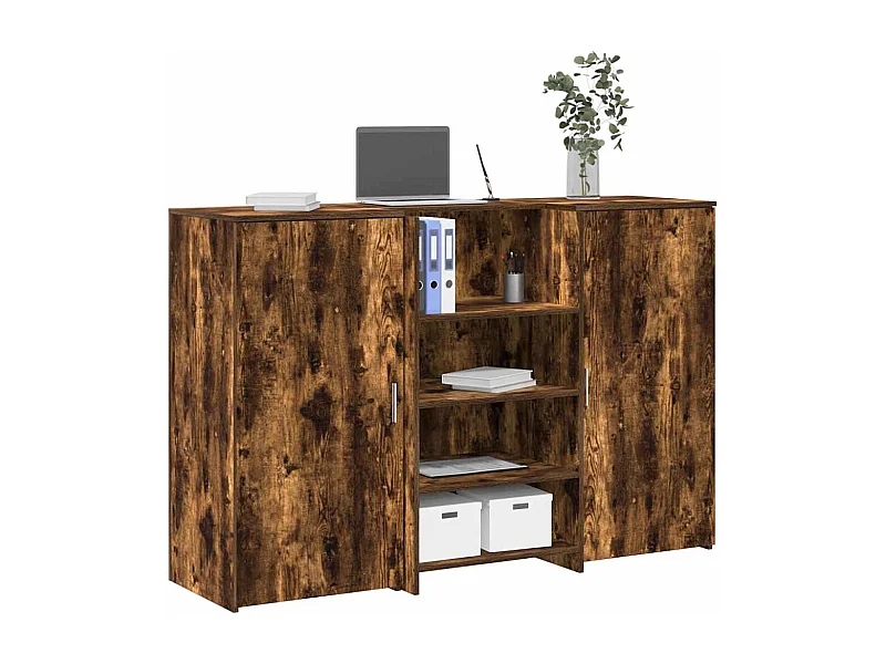 Bureau de réception chêne fumé 155x50x103,5cm bois d'ingénierie