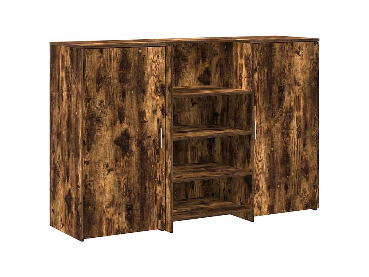 Bureau de réception chêne fumé 155x50x103,5cm bois d'ingénierie