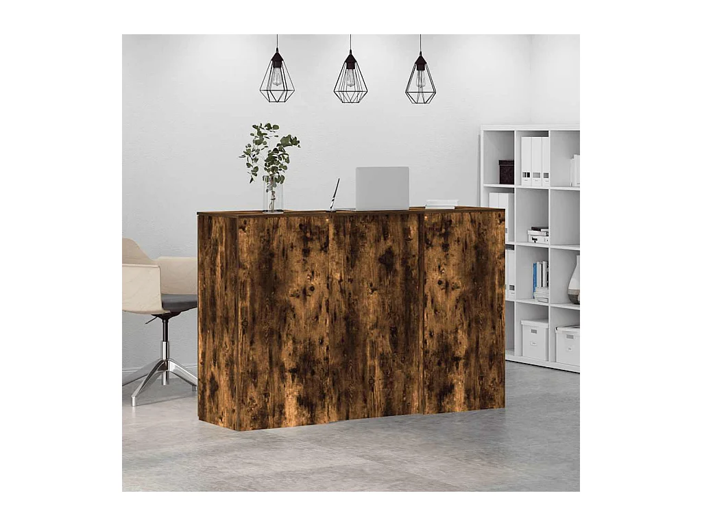Bureau de réception chêne fumé 155x50x103,5cm bois d'ingénierie