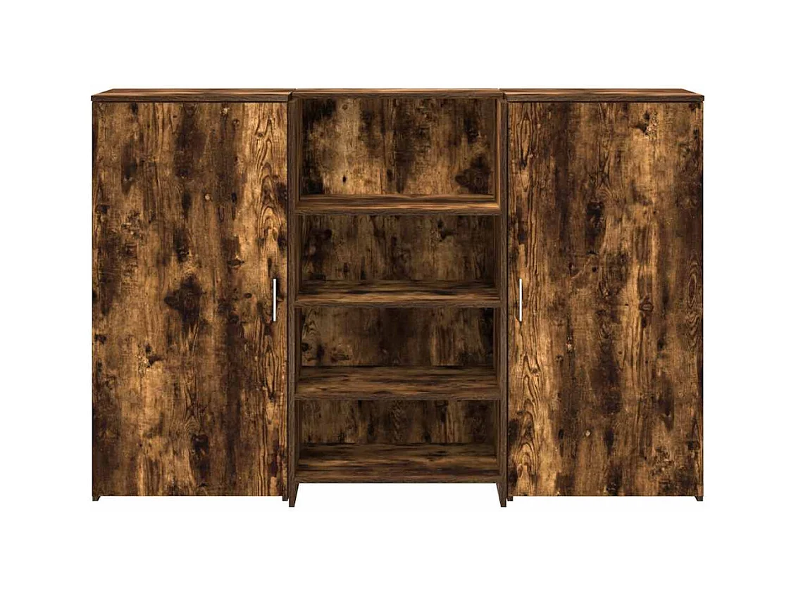 Bureau de réception chêne fumé 155x50x103,5cm bois d'ingénierie