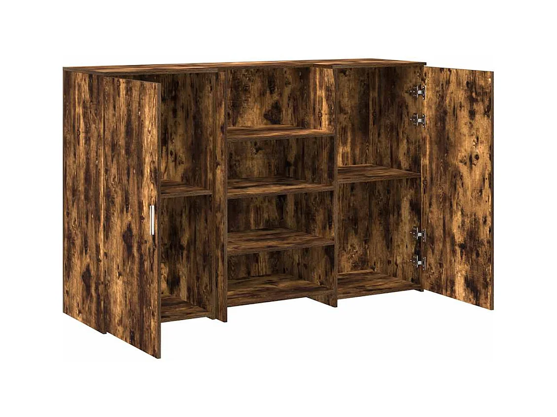 Bureau de réception chêne fumé 155x50x103,5cm bois d'ingénierie