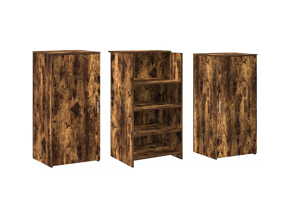 Bureau de réception chêne fumé 155x50x103,5cm bois d'ingénierie