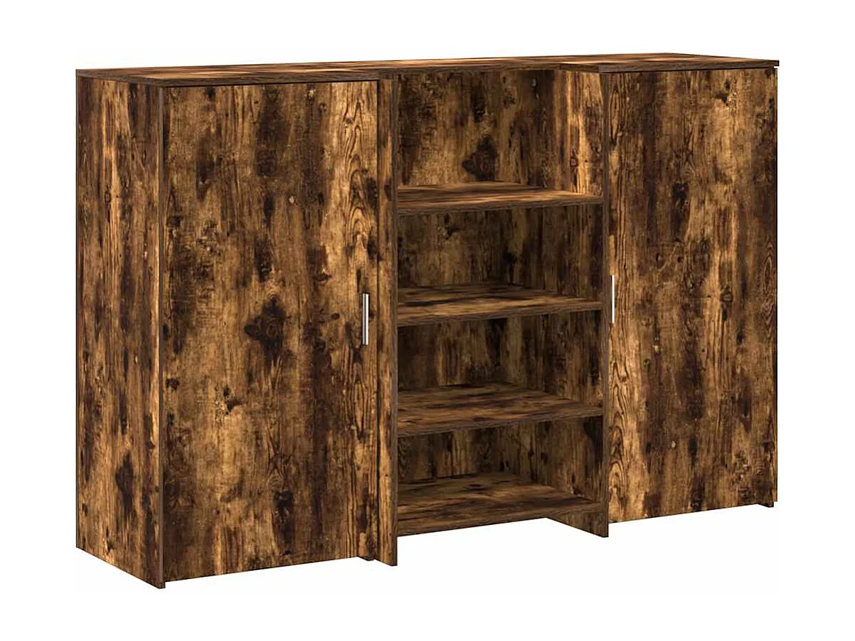 Bureau de réception chêne fumé 155x50x103,5cm bois d'ingénierie