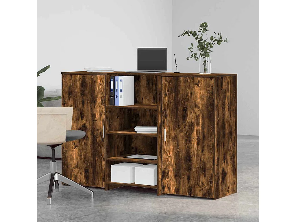 Bureau de réception chêne fumé 155x50x103,5cm bois d'ingénierie