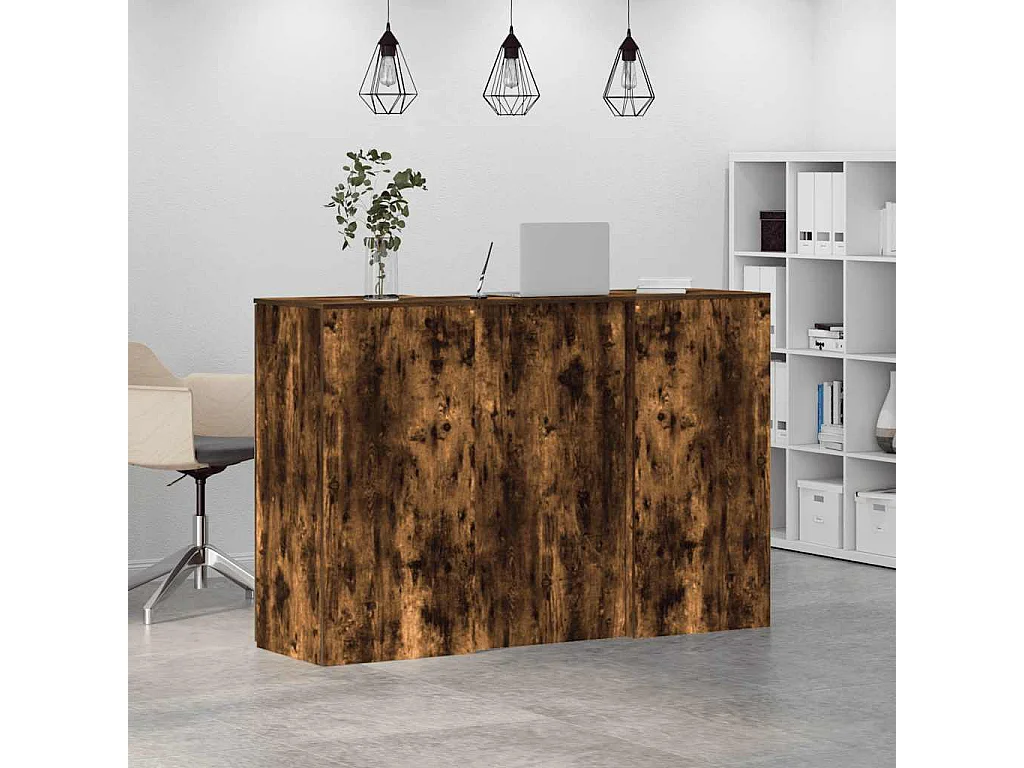 Bureau de réception chêne fumé 155x50x103,5cm bois d'ingénierie