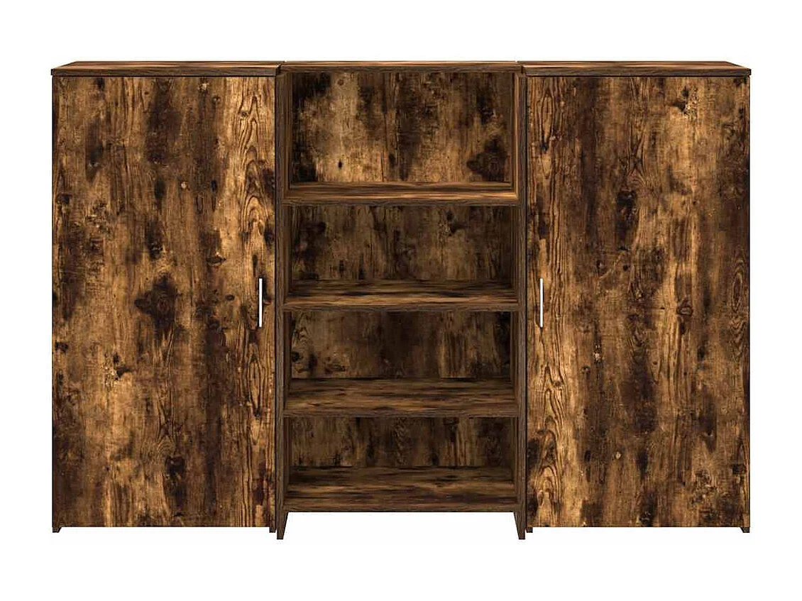 Bureau de réception chêne fumé 155x50x103,5cm bois d'ingénierie