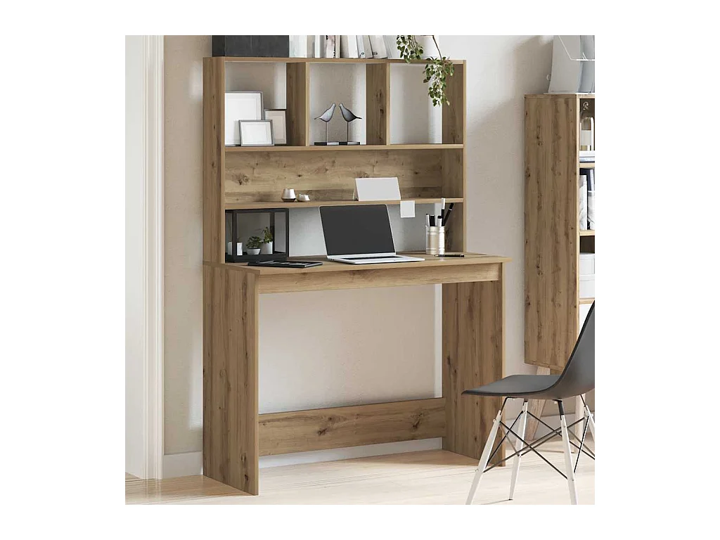 Bureau avec étagères chêne artisanal Bois d'ingénierie
