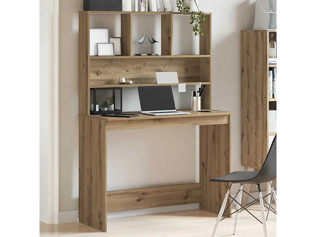 Bureau avec étagères chêne artisanal Bois d'ingénierie