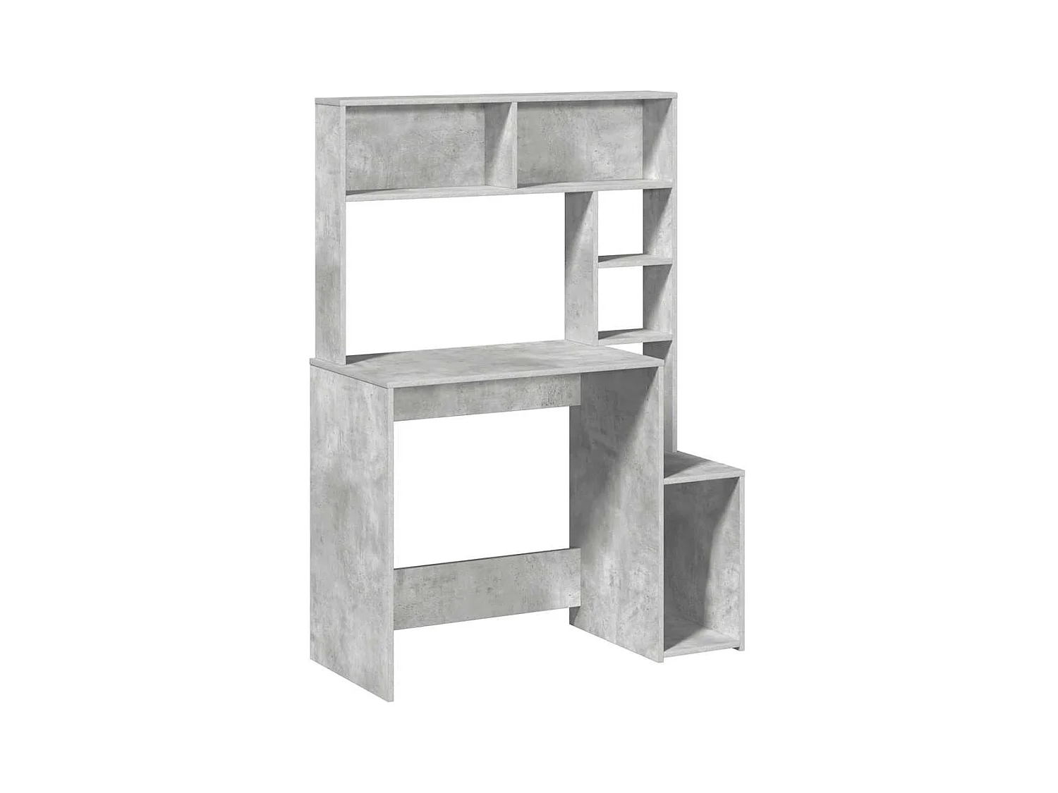 Bureau avec étagères gris béton 100x45x140 cm bois d'ingénierie