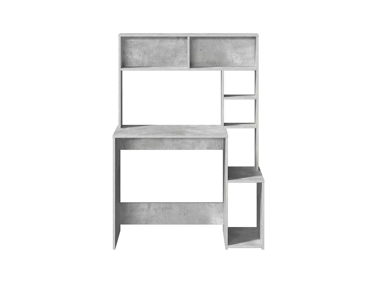 Bureau avec étagères gris béton 100x45x140 cm bois d'ingénierie