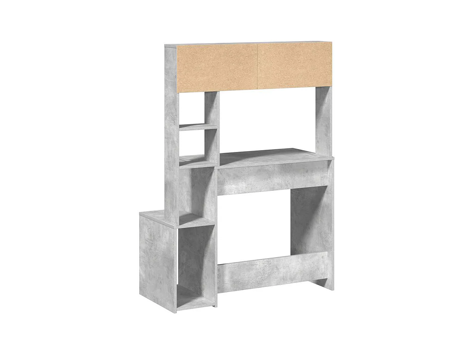 Bureau avec étagères gris béton 100x45x140 cm bois d'ingénierie
