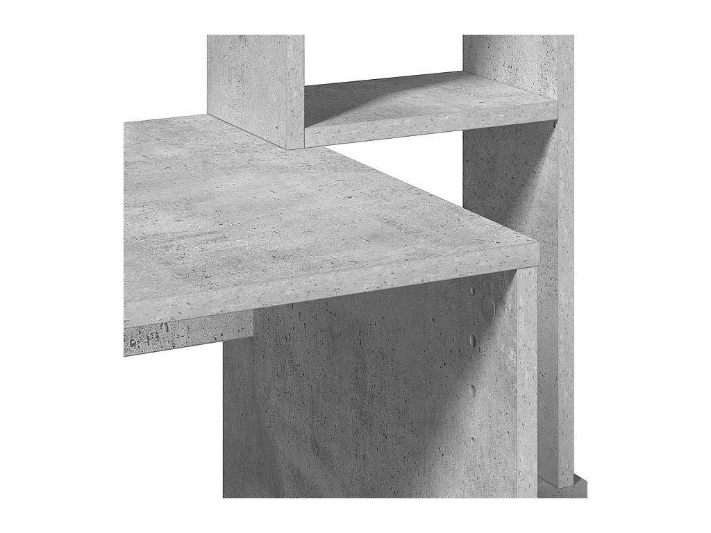 Bureau avec étagères gris béton 100x45x140 cm bois d'ingénierie