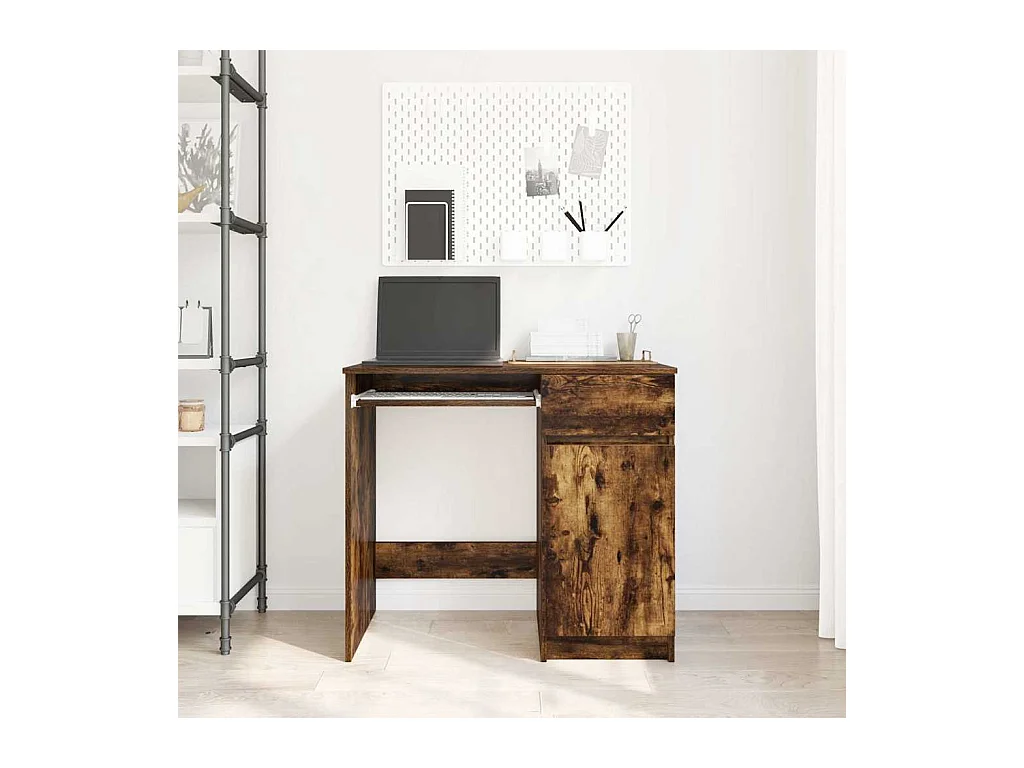 Bureau chêne fumé 86x49x76 cm bois d'ingénierie