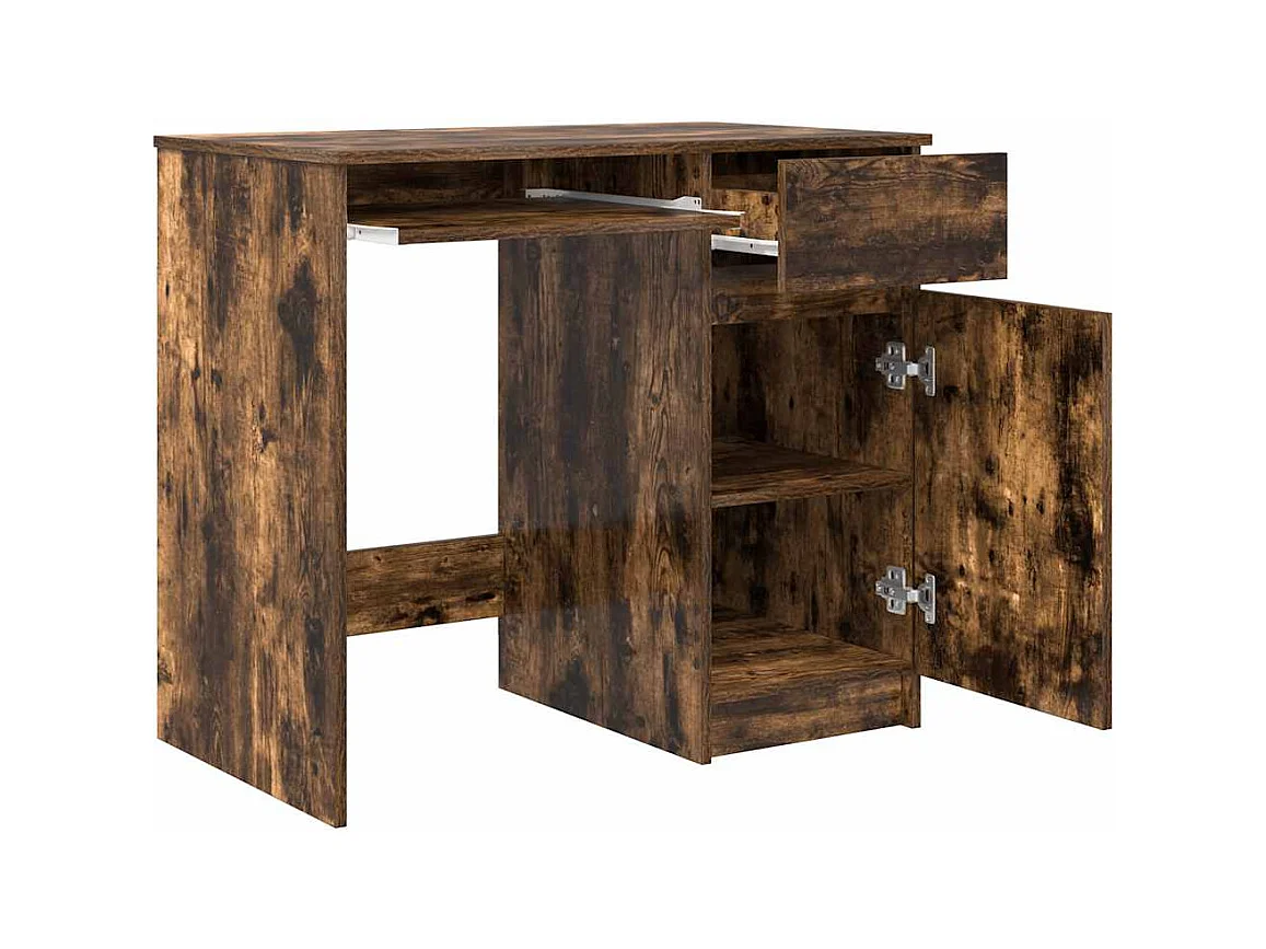 Bureau chêne fumé 86x49x76 cm bois d'ingénierie