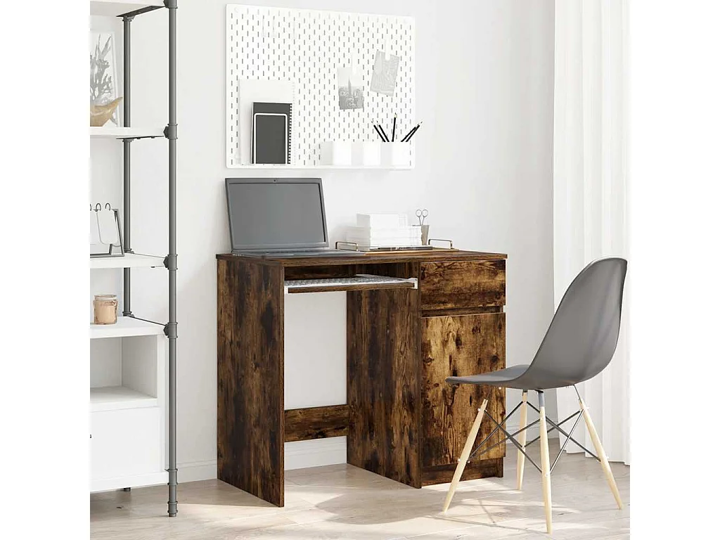 Bureau chêne fumé 86x49x76 cm bois d'ingénierie