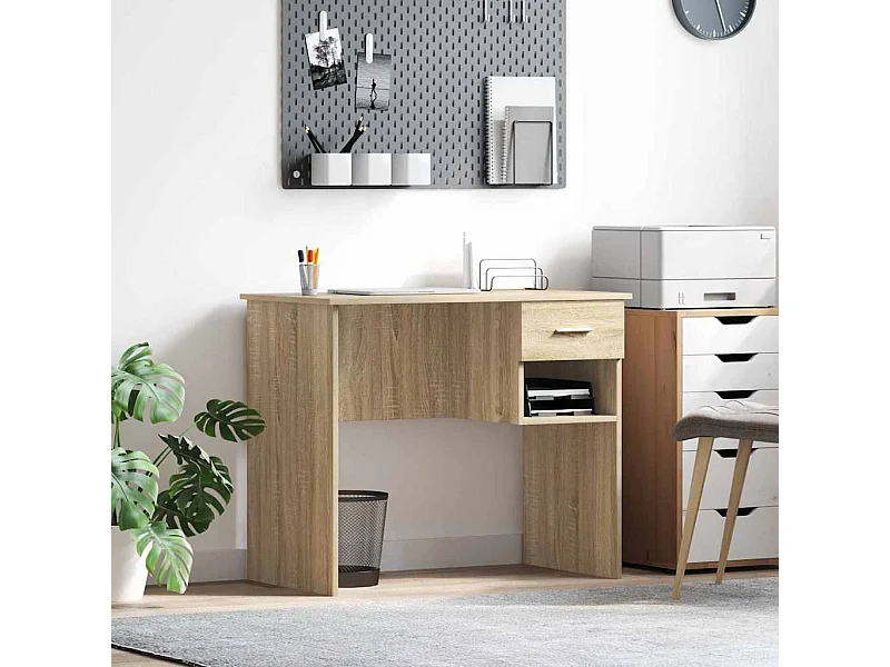 Bureau met lade Sonoma eiken 90 x 49,5 x 75 cm Bewerkt hout