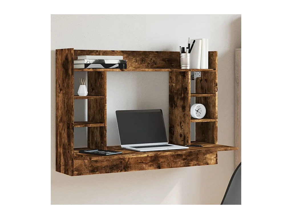Bureau mural chêne fumé 105x48x75 cm bois d'ingénierie