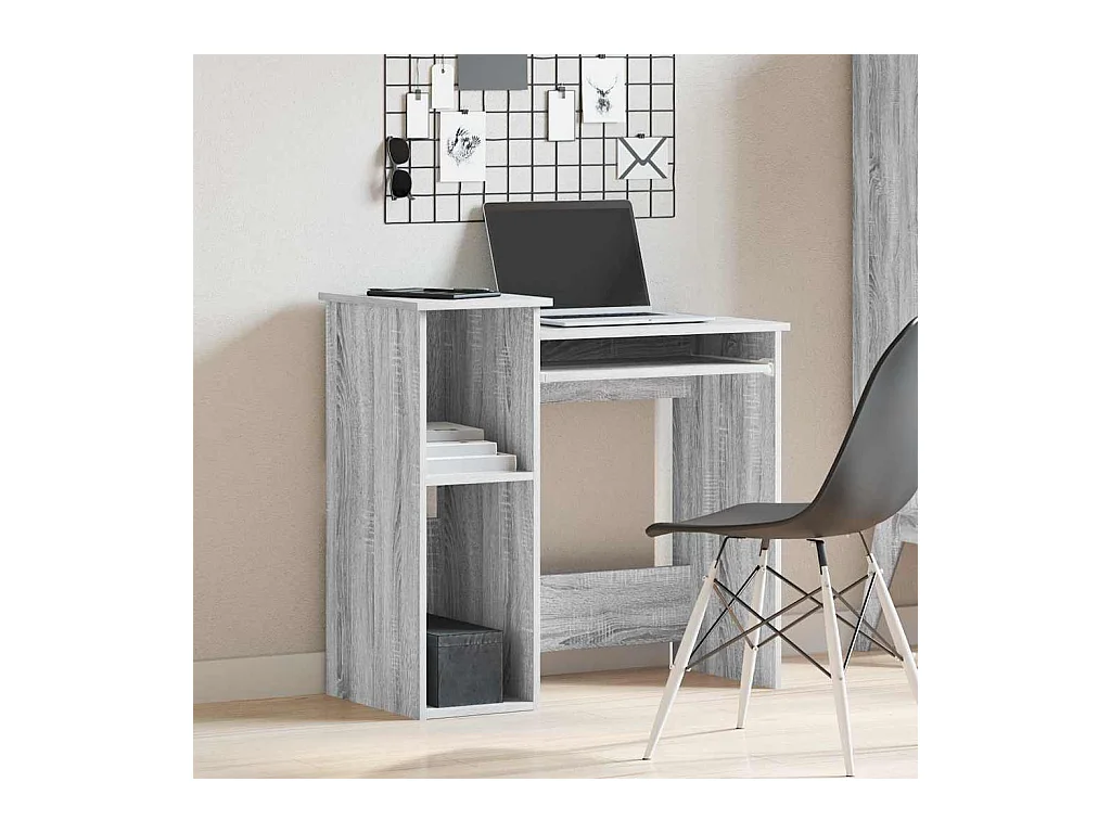 Bureau avec étagères sonoma gris 84x40x78 cm bois d'ingénierie