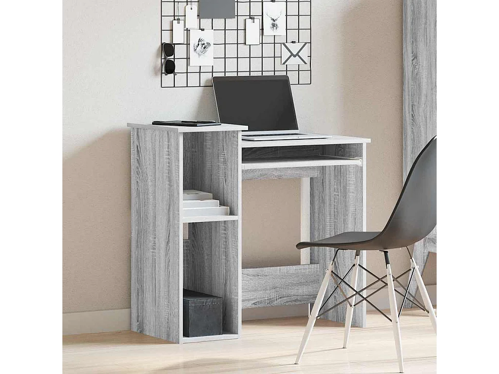 Bureau avec étagères sonoma gris 84x40x78 cm bois d'ingénierie