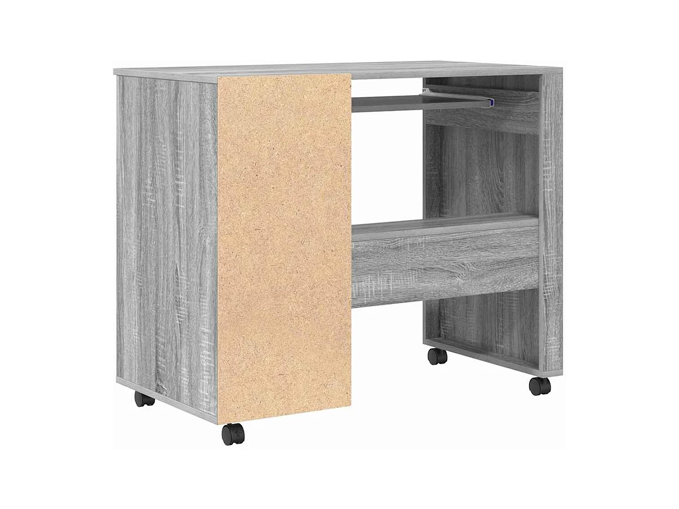 Bureau avec roulettes Gris 91 x 50 x 77 cm Bois d'ingénierie