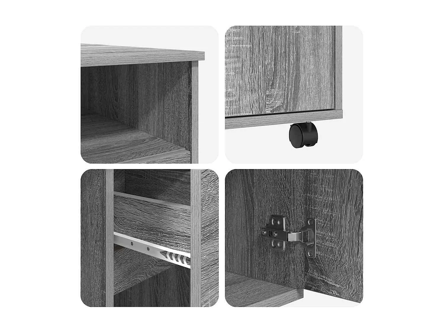 Bureau avec roulettes Gris 91 x 50 x 77 cm Bois d'ingénierie