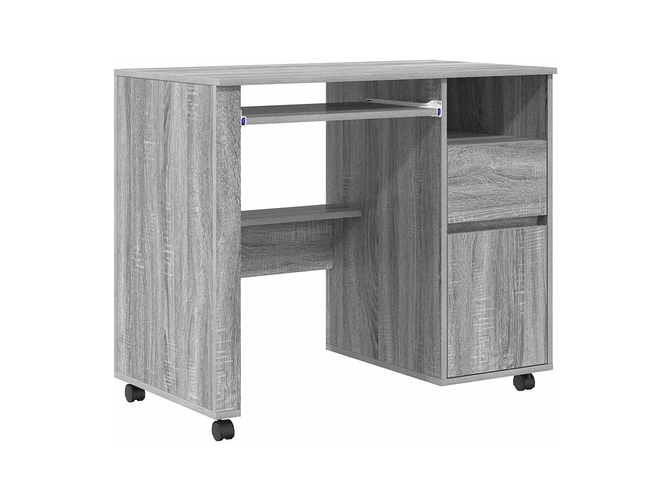 Bureau avec roulettes Gris 91 x 50 x 77 cm Bois d'ingénierie