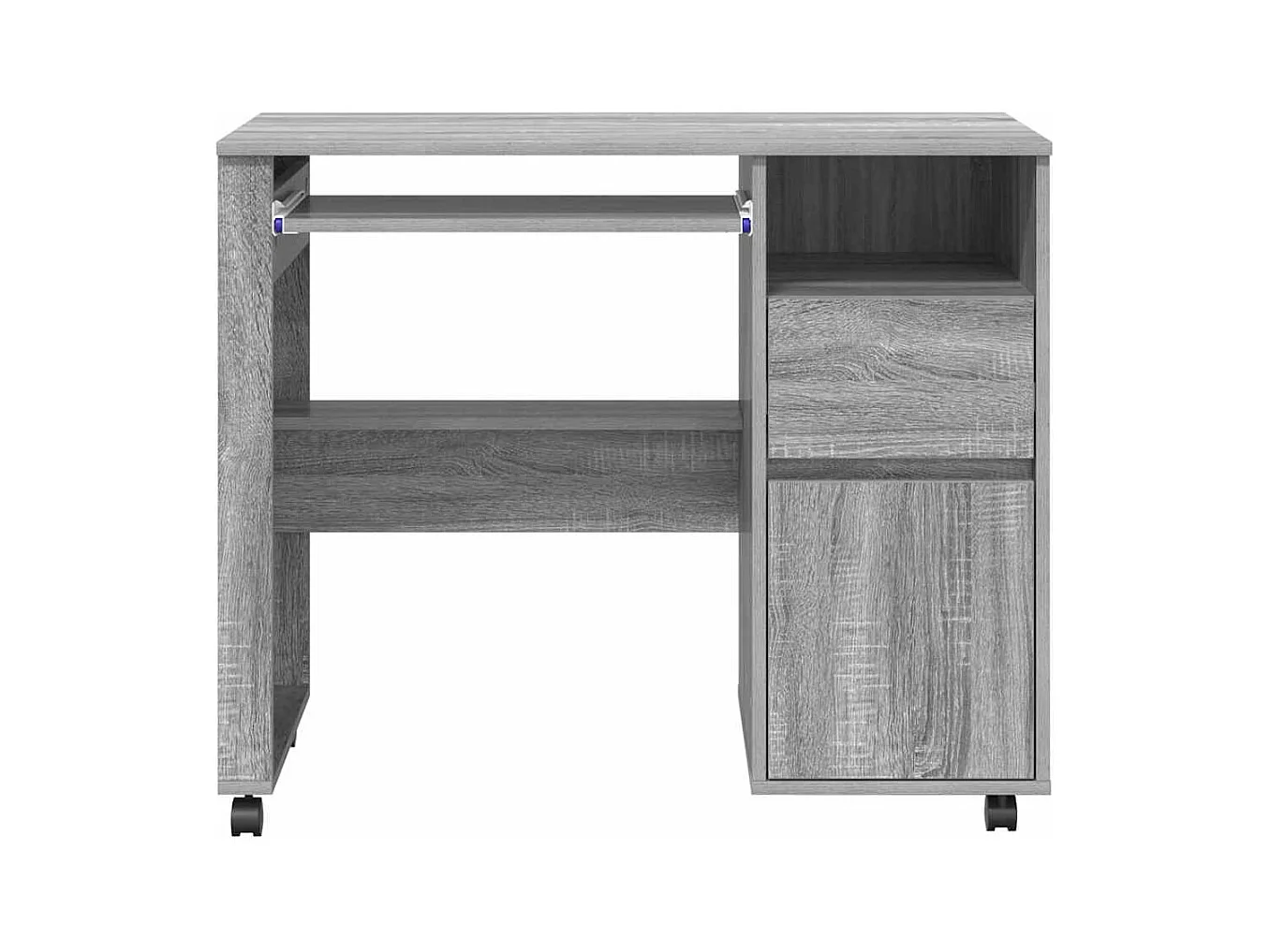 Bureau avec roulettes Gris 91 x 50 x 77 cm Bois d'ingénierie