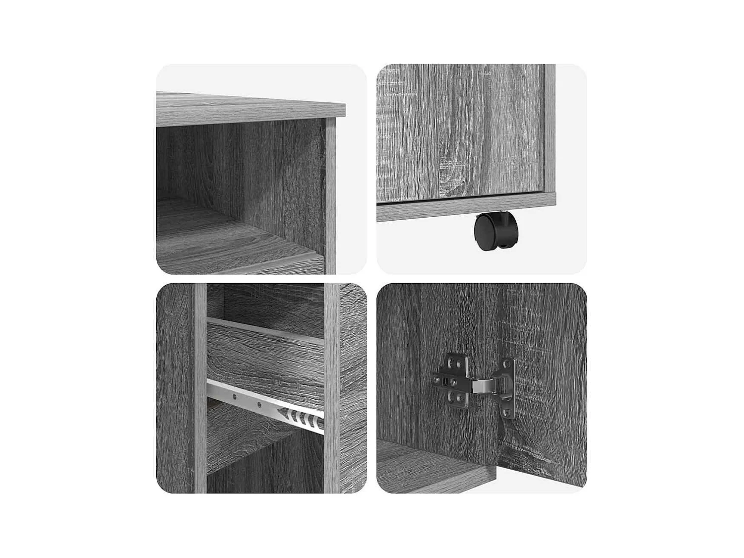 Bureau avec roulettes Gris 91 x 50 x 77 cm Bois d'ingénierie
