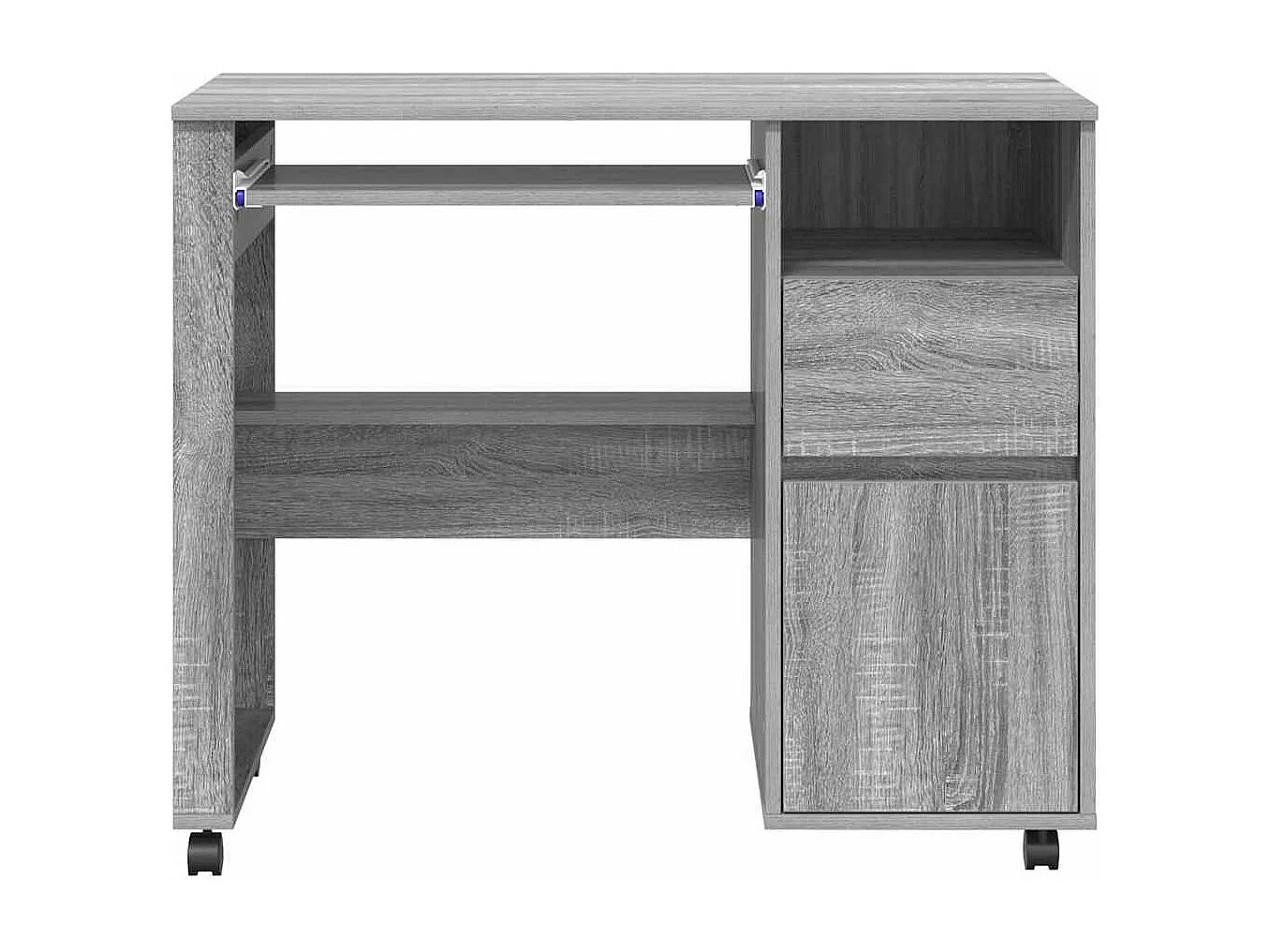 Bureau avec roulettes Gris 91 x 50 x 77 cm Bois d'ingénierie