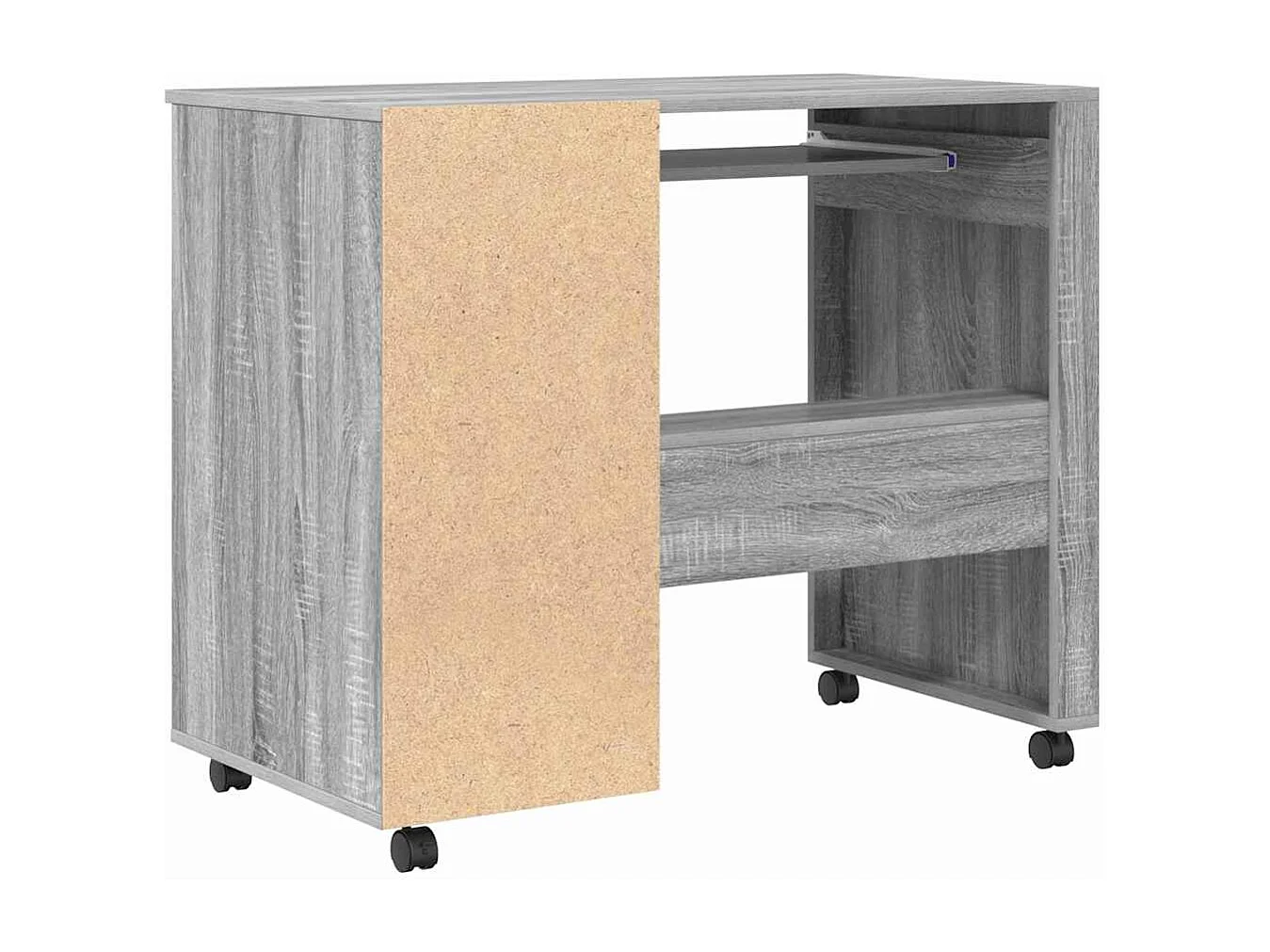 Bureau avec roulettes Gris 91 x 50 x 77 cm Bois d'ingénierie
