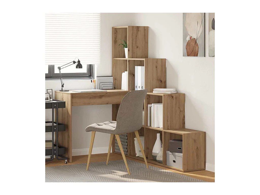 Bureau d'angle chêne artisanal 101.5 x 149.5 x 149.5 cm