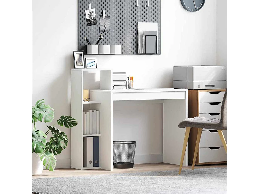 Bureau avec étagère Blanc 100 x 40 x 90 cm Bois d'ingénierie