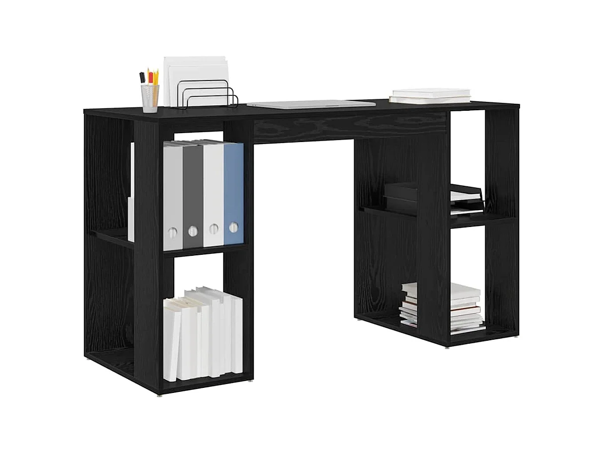 Bureau avec Rangement Chêne noir 130 x 50,5 x 75 cm