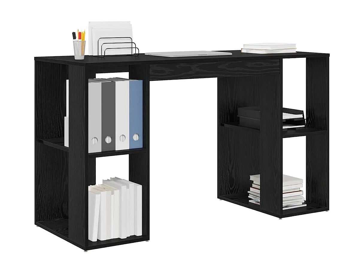 Bureau avec Rangement Chêne noir 130 x 50,5 x 75 cm