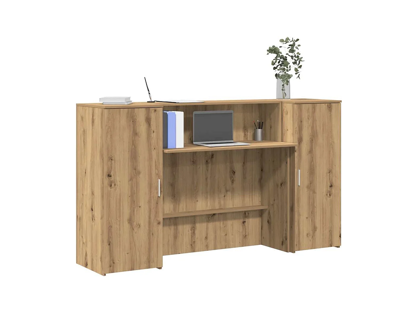 Bureau réception chêne artisanal 180x50x103,5cm bois ingénierie