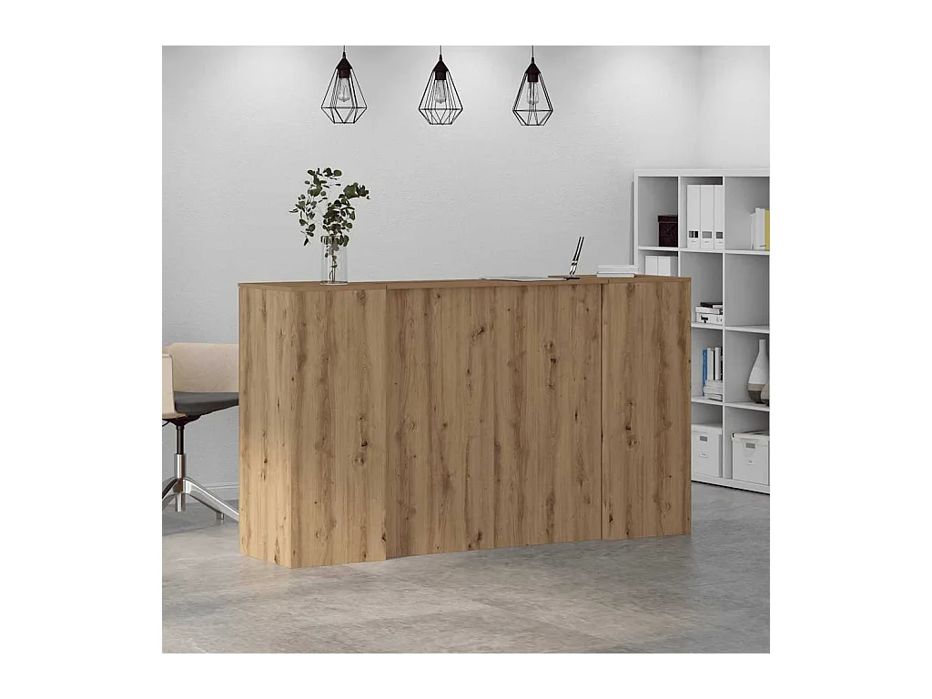 Bureau réception chêne artisanal 180x50x103,5cm bois ingénierie