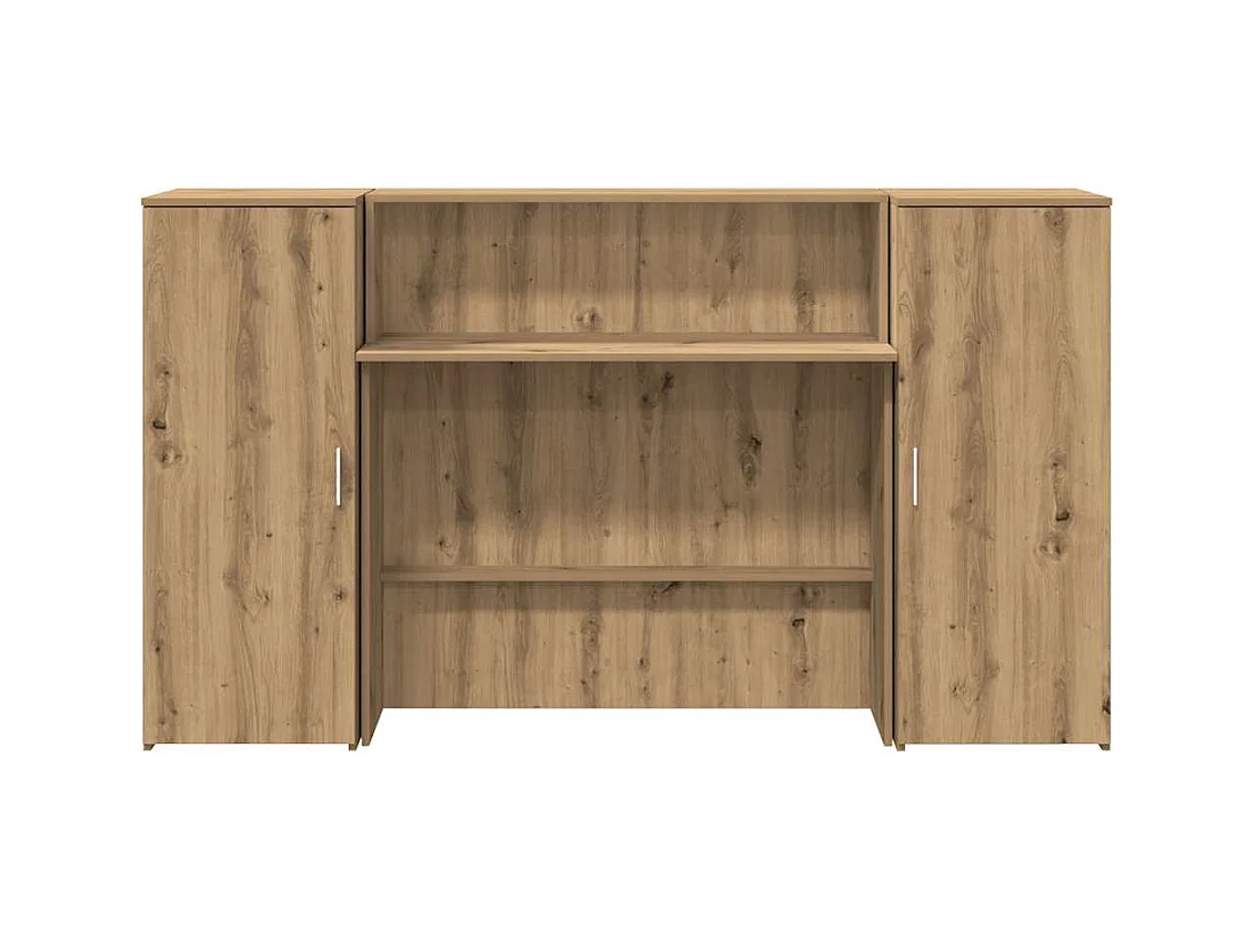 Bureau réception chêne artisanal 180x50x103,5cm bois ingénierie