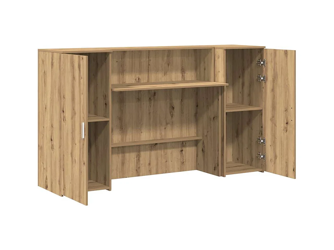 Bureau réception chêne artisanal 180x50x103,5cm bois ingénierie