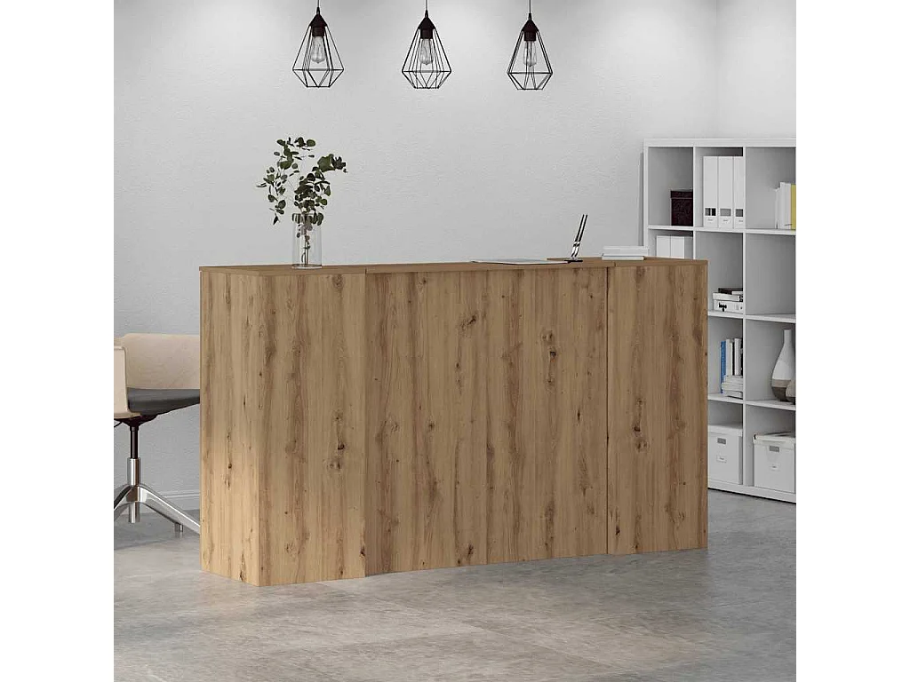 Bureau réception chêne artisanal 180x50x103,5cm bois ingénierie