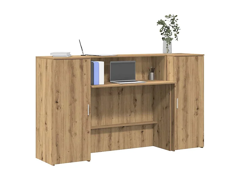 Bureau réception chêne artisanal 180x50x103,5cm bois ingénierie