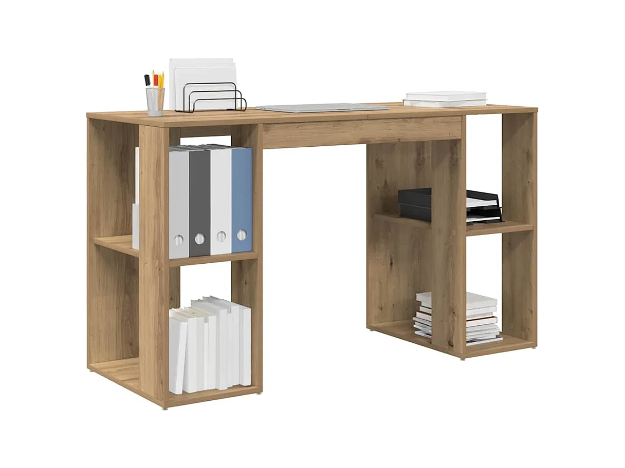Bureau avec Rangement chêne artisanal 130 x 50,5 x 75 cm