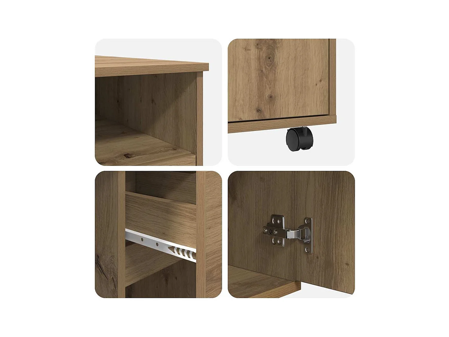 Bureau avec roulettes avec roue chêne artisanal 91 x 50 x 77 cm