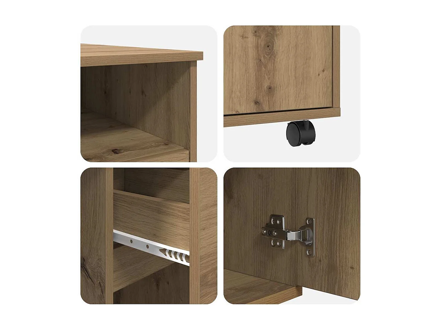 Bureau avec roulettes avec roue chêne artisanal 91 x 50 x 77 cm