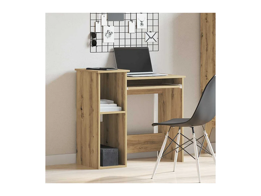 Bureau avec étagères chêne artisanal bois d'ingénierie