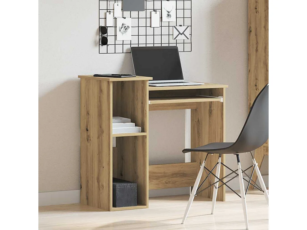 Bureau avec étagères chêne artisanal bois d'ingénierie