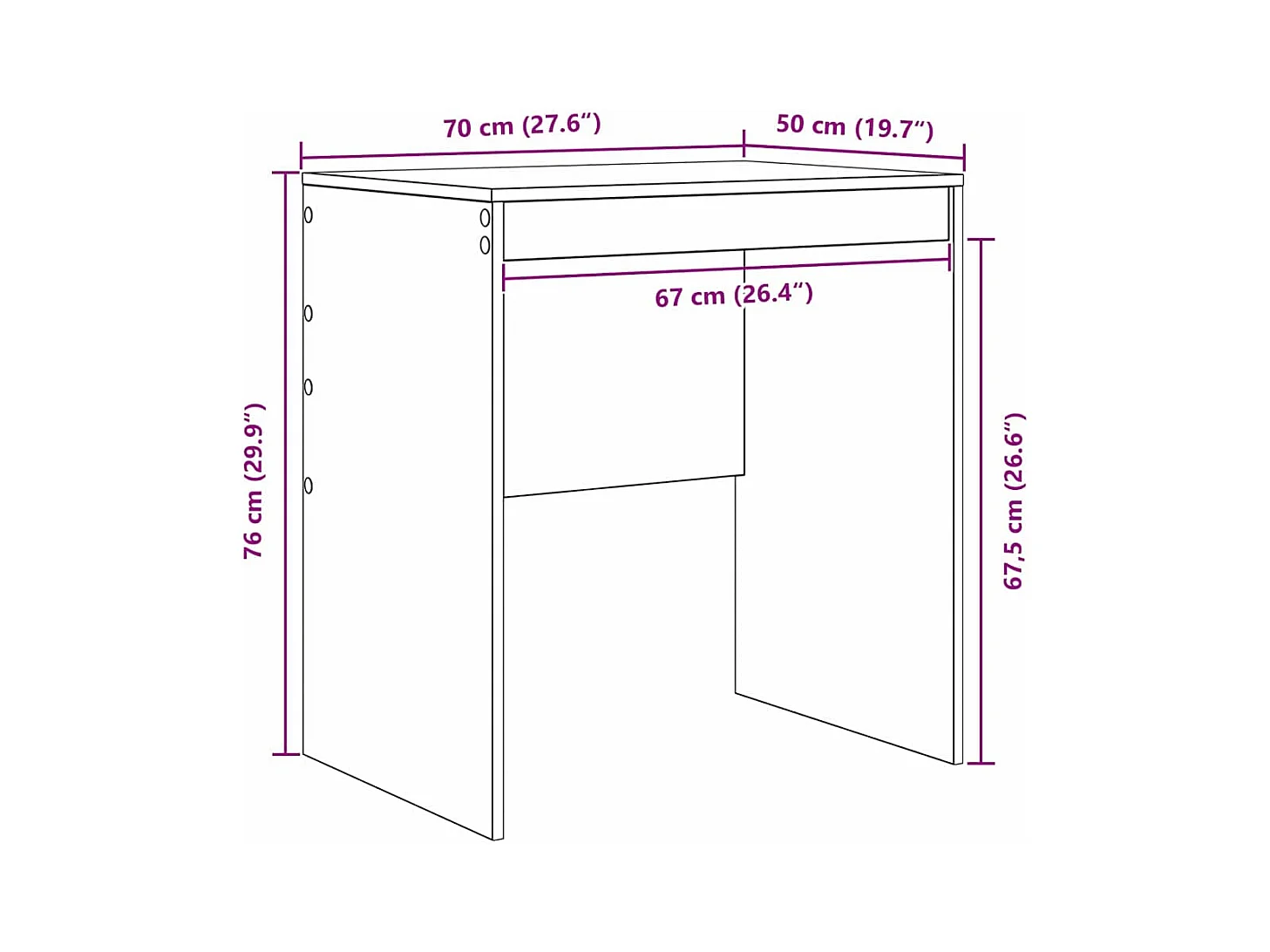 Bureau Gris béton 70 x 50 x 76 cm Bois d'ingénierie
