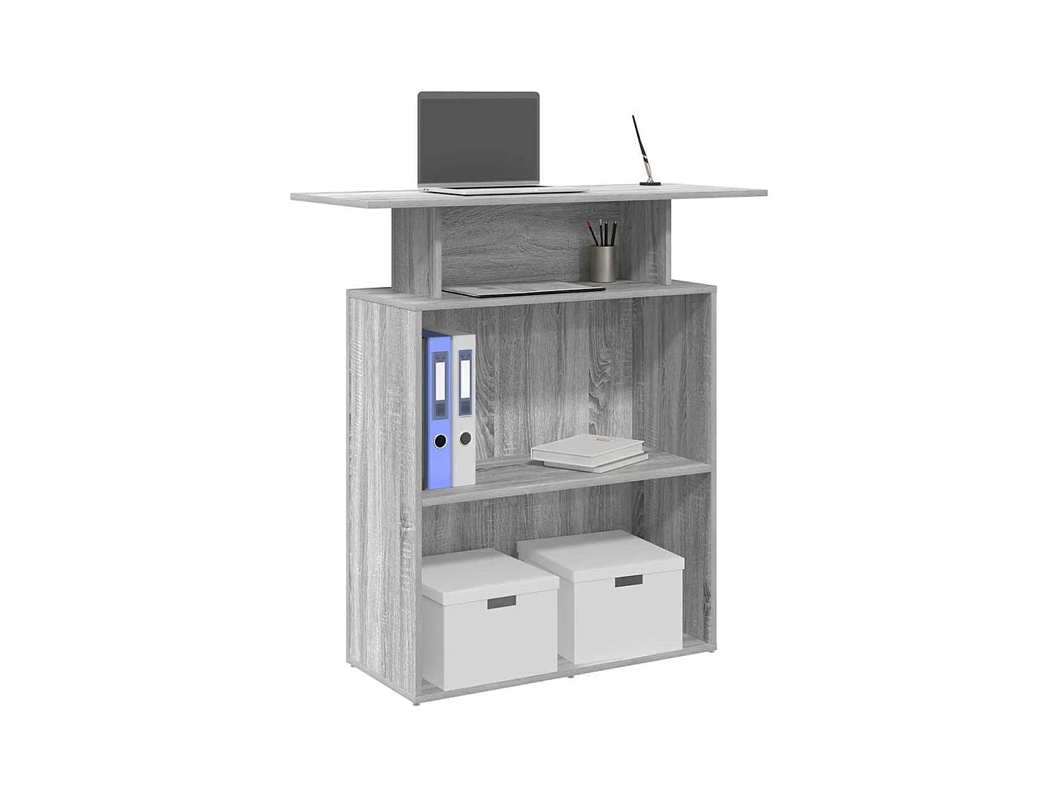 Mostrador recepción sonoma gris 100x40x104cm madera ingeniería